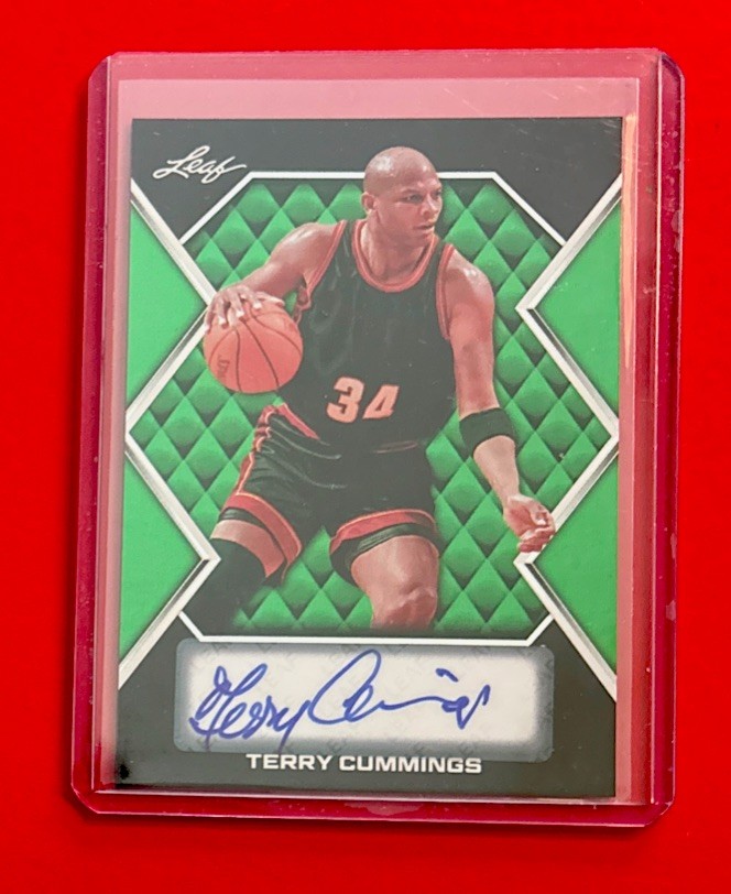 2026 Leaf Basketball #BA-TC1 Terry Cummings Autograph Signed Card Green BUCKS