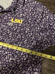 Columbia PFG LSU Tigers Purple Short Sleeve Button-Down Shirt Mens Size M print