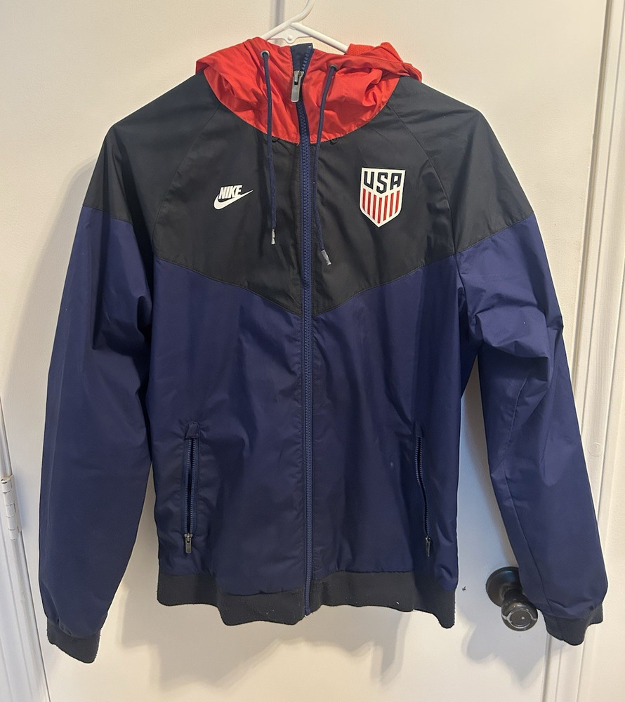 Nike USA Soccer Full-Zip Hooded Jacket Size S Navy Blue/Red/Black