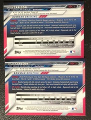 DYLAN CARLSON 5 Crd Lot 2 2016 #BDC-3 RC, 2 2020 BFE-106,(BP-106 #’d 081/250)