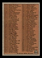 1972 Topps Baseball #604 6th Series Checklist (657-787) NM/MT *d26
