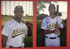 Lot of (2) Oakland A&rsquo;s MINOR LEAGUE AUTOGRAPHED PHOTOS (4 X 6) See List