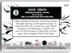 2025-26 Topps NBA – Clutch City Prospects Egor Demin #CC-8 (RC)