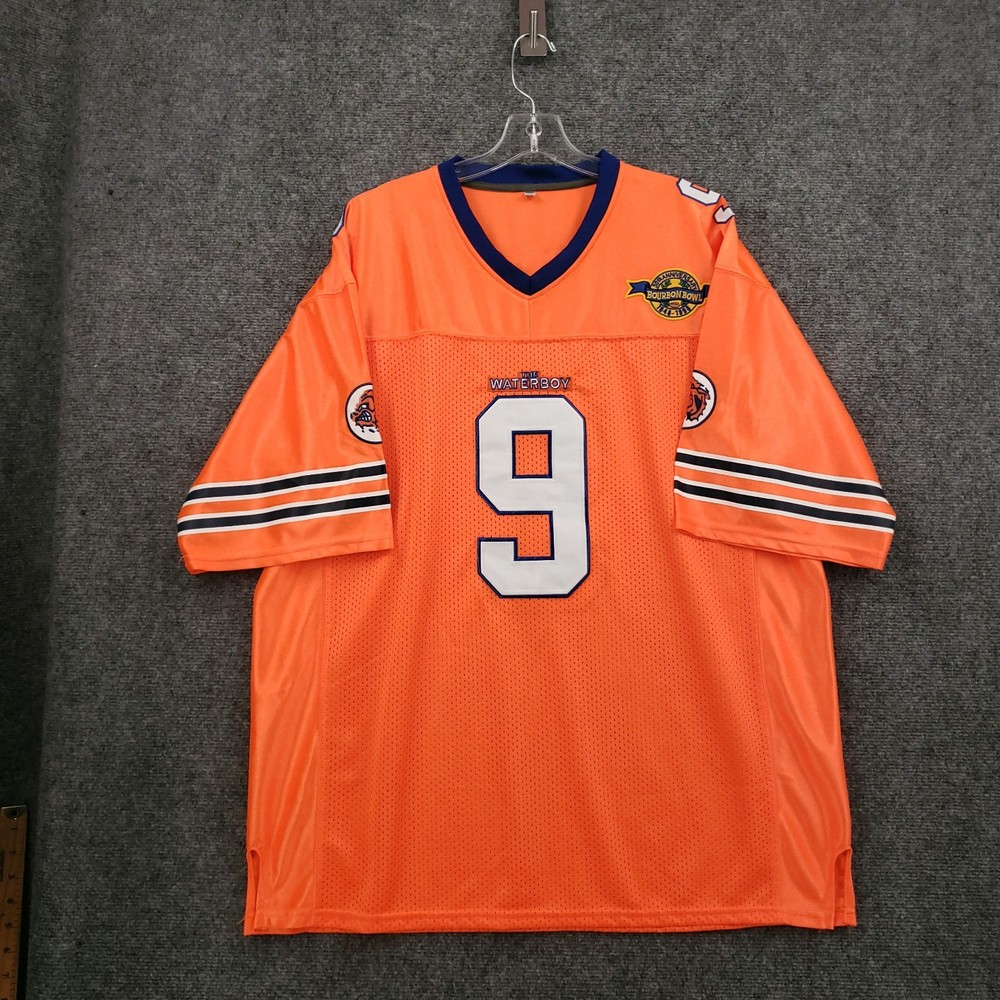 The Waterboy Mud Dogs Football Jersey Mens XL Orange V Neck Bobby Boucher #9