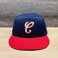 Vintage Cleveland Indians Hat Cap Snap Back Blue Red Trucker Mesh MLB 90s Annco