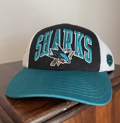 NHL San Jose Sharks Adjustable Snapback Hat Cap Old Time Hockey Teal Black White