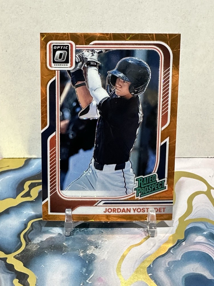 Jordan Yost Optic Orange Velocity Prizm Rated Prospect 2026 Donruss #135 Tigers