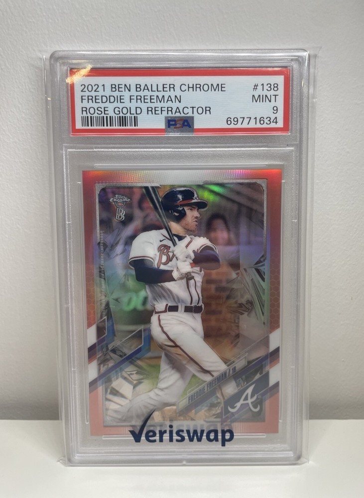 2021 Topps Chrome Ben Baller Edition Freddie Freeman Rose Gold Ref #/10 PSA 9 WS