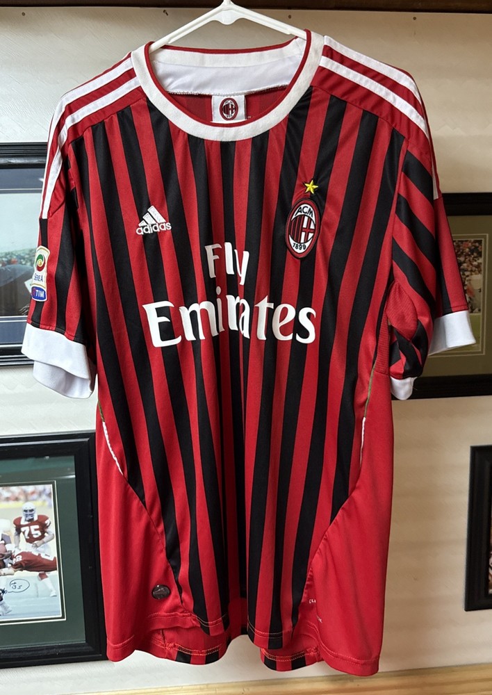 AC Milan 2011-12 Home Soccer Jersey #13 (A. Nesta) Adidas Men’s XL