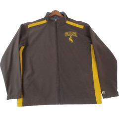 Wyoming Cowboys Russell Jacket Mens Large Brown Yellow Full Zip Fleece Lined