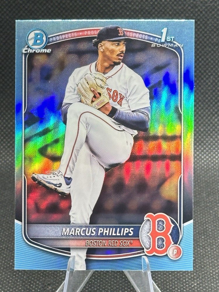 2025 Bowman Chrome Draft RC Marcus Phillips Sky Blue Refractor BDC-54 Red Sox