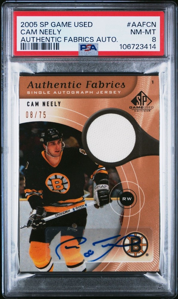 Cam Neely 2005-06 SP Game Used Authentic Fabrics Autograph 8/75 PSA 8 **POP 1**
