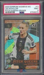 LEA SCHULLER 2023 DONRUSS WOMENS PITCH QUEENS ORANGE /49 PSA 9 MINT POP 1/1
