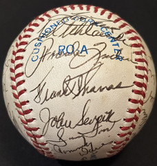 1980 s Old Timers AL Game Ball 30 Signed Roy Sievers Mudcat Grant Hank Aguirre