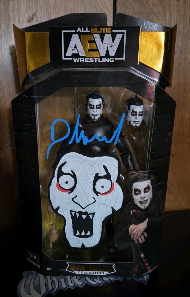 AEW Unrivaled DANHAUSEN Signed Figure with Art Sketch Drawn by Danhausen WWE