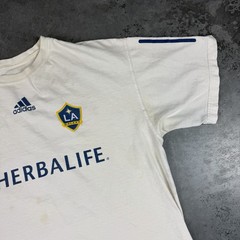 David Beckham T Shirt Mens Large White LA Galaxy Adidas Flaws Preowned