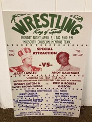 1982 Memphis Wrestling Promo Poster Jerry Lawler Andy Kaufman Feud 12×18