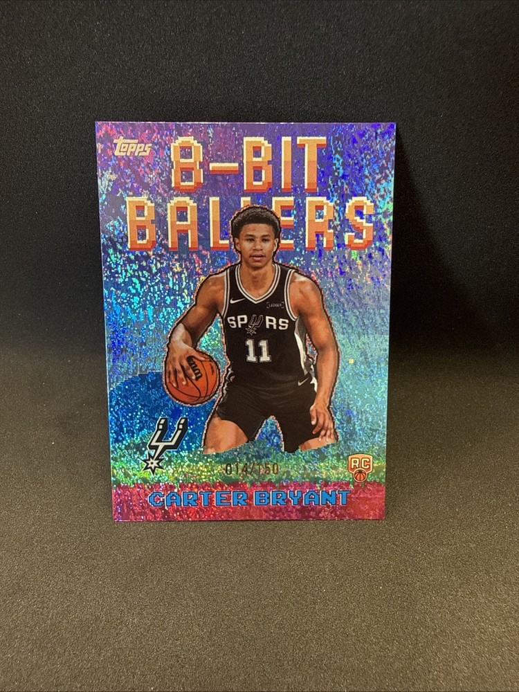 Topps 2025-26 8-Bit Ballers Carter Bryant RC Blue Holofoil #8B-40 14/150 Spurs