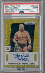 2024 Panini Prizm WWE Throwback Signatures Stone Cold Steve Austin Gold /3 POP 1
