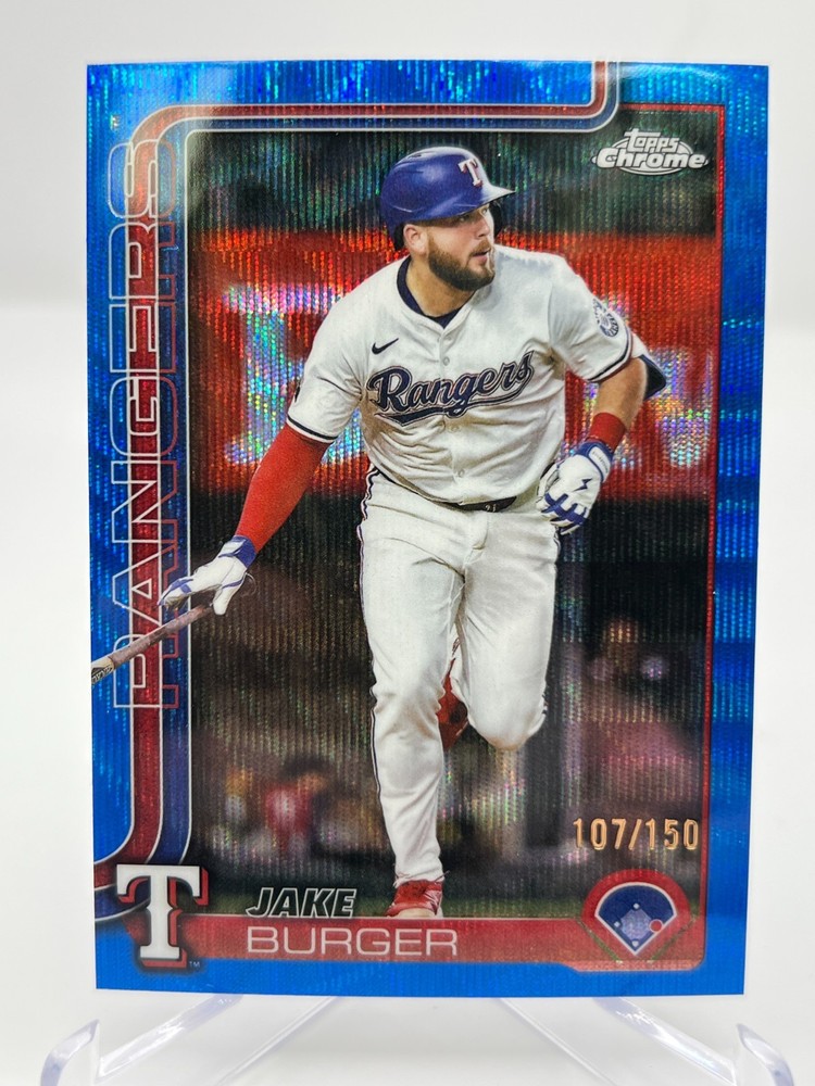 2025 TOPPS CHROME UPDATE JAKE BURGER 107/150 BLUE WAVE REFRACTOR NO. USC37