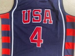 Custom Retro Iverson # 4 James #9 USA Basketball Jersey Stitched Embroidered 04