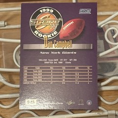 DAN CAMPBELL 1999 Score Supplemental Rookie Card #S45 SP RC Lions Coach