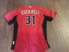 GAME USED COACHING ARIZONA DIAMONDBACKS UNIFORM ALAN COCKRELL RED GRAY D-BACKS
