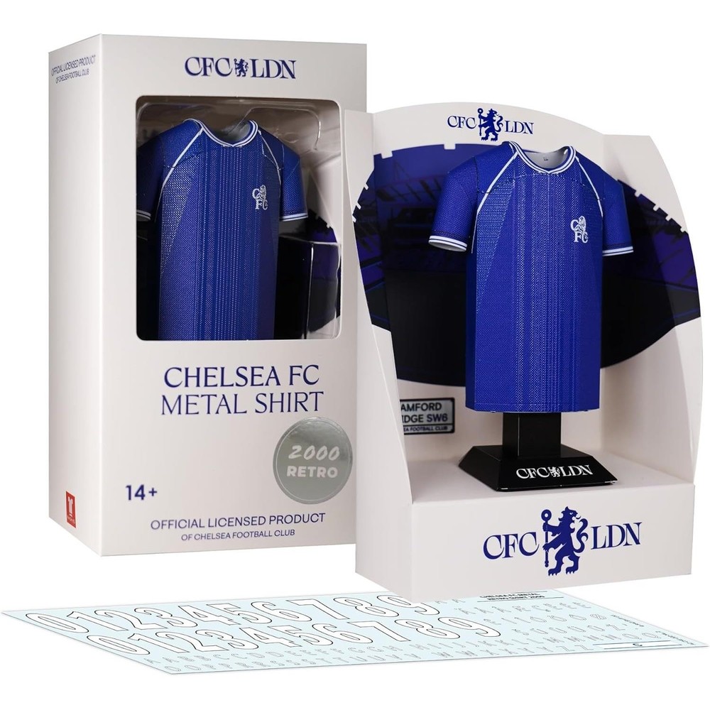 Retro Chelsea Metal Football Shirt Personalised 2000/01 Home Kit Alloy Shirt