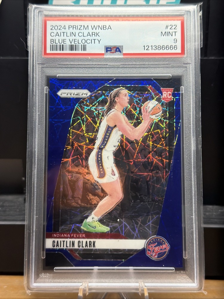 2024 Prizm WNBA Caitlin Clark #22 Blue Velocity Prizm RC PSA 9