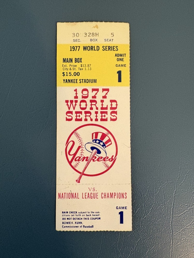 1977 World Series Ticket Stub Yankee Stadium Game #1 YNY Yankees LA Dodgers