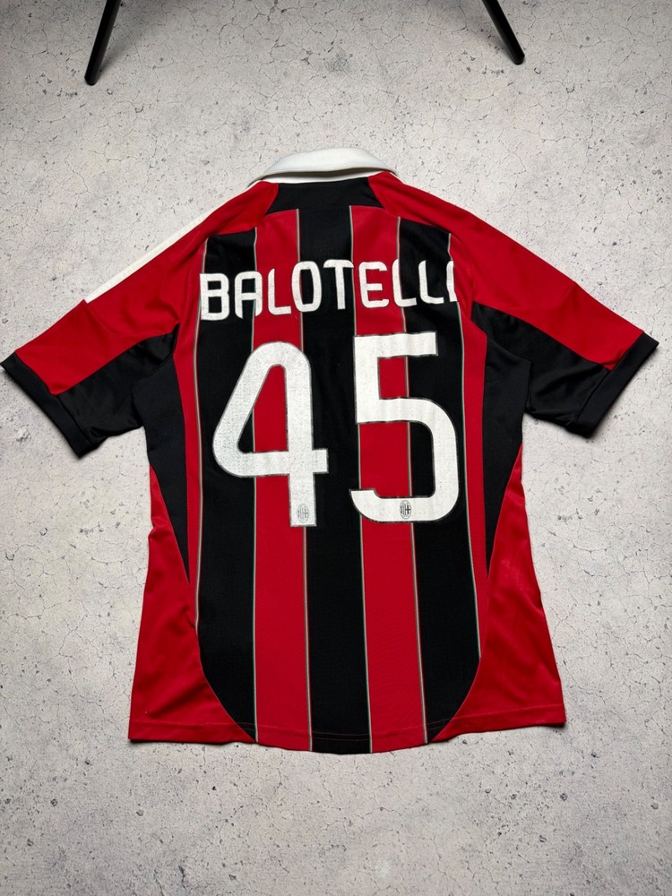 🔥 AC Milan Adidas Balotelli #45 Jersey 2010-12 Fly Emirates Size M