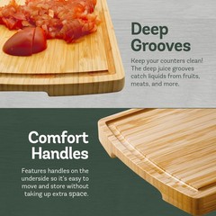 Wooden Cutting Boards for Kitchen – 3 Piece Large Bamboo 3-Piece, Natural