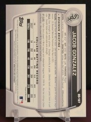 2023 Bowman Draft Jacob Gonzalez #BD-167 1st Bowman RC