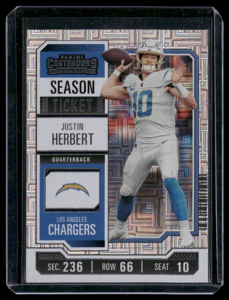 2023 Panini Contenders #59 Justin Herbert Red Zone Ticket 1st Off the Line