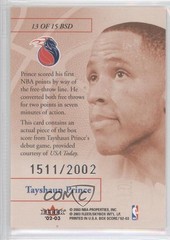 2002-03 Fleer Box Score Debut 1511/2002 Tayshaun Prince #13BSD Rookie RC 0j0