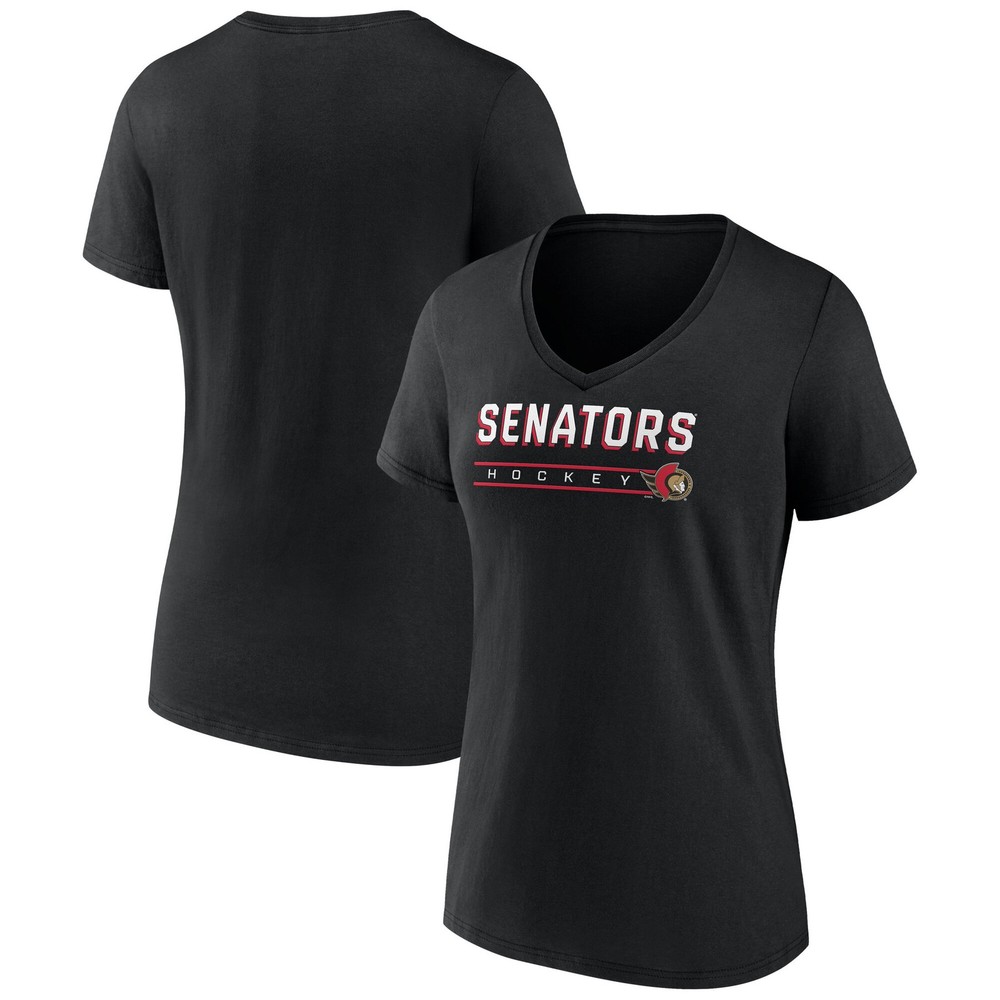 Women&rsquo;s Fanatics Black Ottawa Senators V-Neck T-Shirt