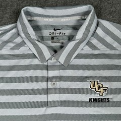 UCF Knights Polo Shirt Mens Medium Nike Golf Gray Stripe Dri Fit Performance