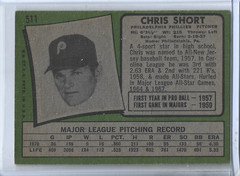 Chris Short 1971 Topps Baseball Card #511-Philadelphia Phillies