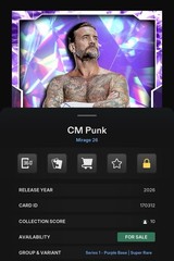 DIGITAL Topps WWE Slam CM Punk Phil Brooks Mirage 26 Purple Base Super Rare SR