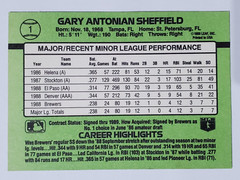 1989 Donruss Rookies #1 Gary Sheffield ~ Milwaukee Brewers