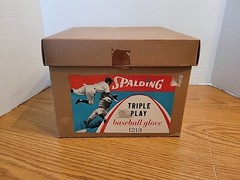 1950s Spalding Baseball Glove Photo Box Jackie Robinson Phil Rizzuto Dodgers Ny