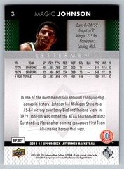 2014 Upper Deck Lettermen #3 Magic Johnson Michigan State Spartans