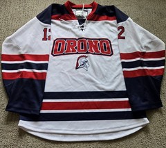 JOG Orono #12 Hockey Jersey Adult Small AS-48 White Red Navy Lace Up