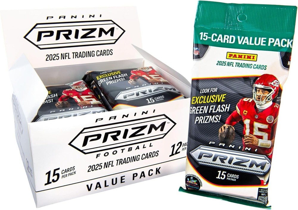 NFL Panini 2025 Prizm Football Trading Card VALUE Box [12 FAT Packs]
