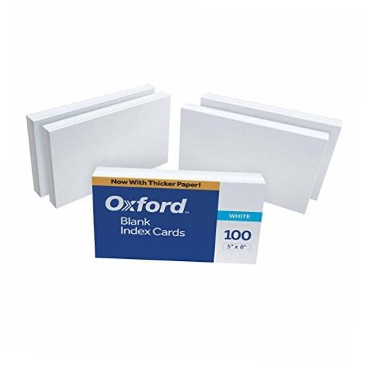 50EE Blank Index Cards, 5&Prime; x 8&Prime;, White, 500 Cards (5 Packs of 100) (50)