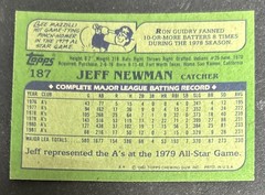 1982 Topps Jeff Newman Baseball Card #187 A’s Catcher VG O/C
