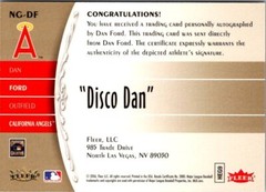 2006 Greats of the Game DAN FORD California Angels Nickname Greats AUTO