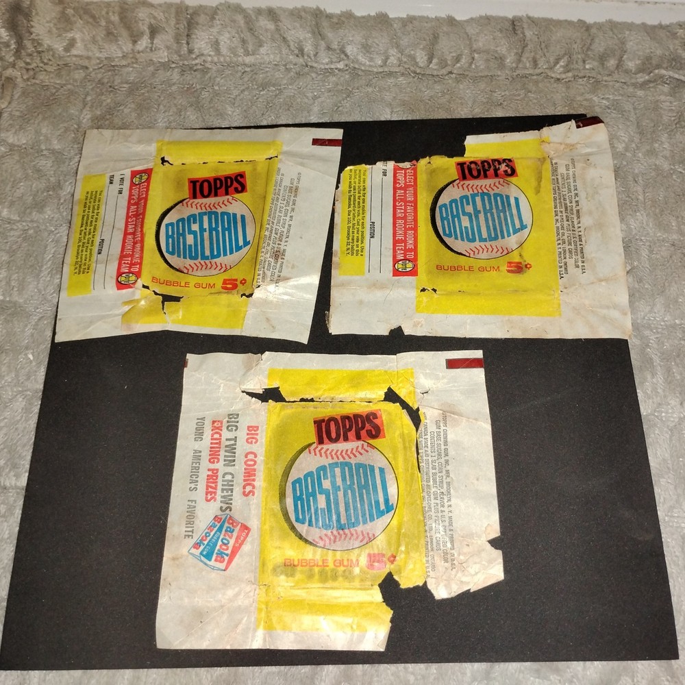 1960 Topps Baseball 5 cent Empty Wrapper Lot Of 3 Low Grade Wrappers 5c No Cards