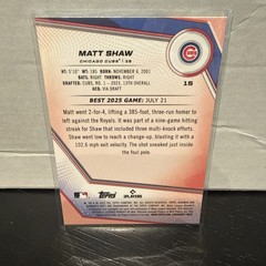 2025 Bowman’s Best #15 – Matt Shaw – Rookie Logo – Chicago Cubs