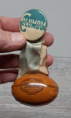 Antique COLUMBIA 30s 40s Football Team Pinback Pin Button Charm Sovenir Ribbon